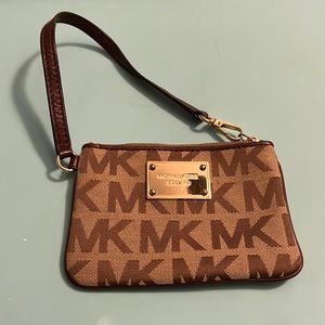 Michael Kors Wristlet, brown and gold, never used